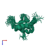 PDB entry 1pqn coloured by chain, ensemble of 20 models, top view.