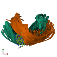 PDB entry 1pqq coloured by chain, ensemble of 21 models, front view.