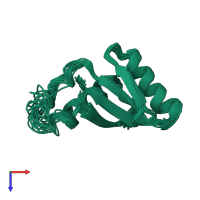 PDB entry 1pqs coloured by chain, ensemble of 20 models, top view.