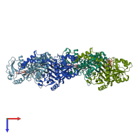 PDB entry 1pqu coloured by chain, top view.