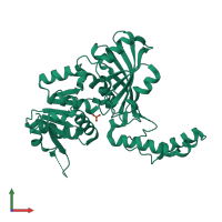 PDB entry 1pr3 coloured by chain, front view.