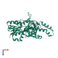 PDB entry 1pr3 coloured by chain, top view.