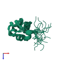 PDB entry 1pra coloured by chain, ensemble of 20 models, top view.