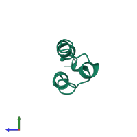 PDB entry 1prb coloured by chain, side view.