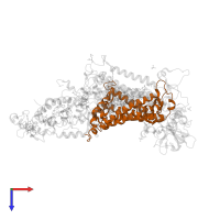 Reaction center protein L chain in PDB entry 1prc, assembly 1, top view.