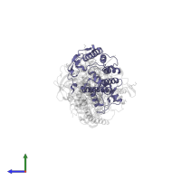 Reaction center protein M chain in PDB entry 1prc, assembly 1, side view.