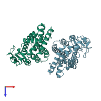 PDB entry 1prg coloured by chain, top view.