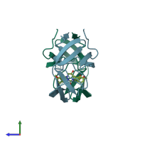 PDB entry 1pro coloured by chain, side view.
