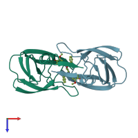 PDB entry 1pro coloured by chain, top view.