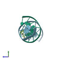 PDB entry 1prp coloured by chain, side view.