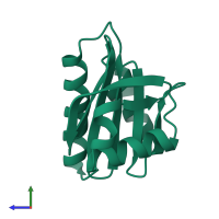 PDB entry 1prq coloured by chain, side view.