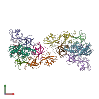 PDB entry 1prt coloured by chain, front view.