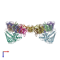 PDB entry 1prt coloured by chain, top view.