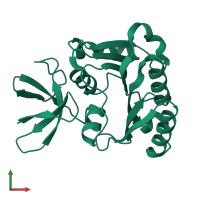 PDB entry 1pry coloured by chain, front view.