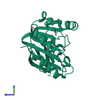 PDB entry 1pry coloured by chain, side view.