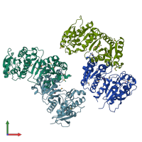 PDB entry 1ps7 coloured by chain, front view.