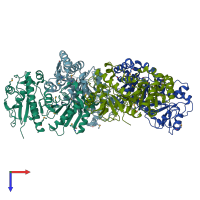 PDB entry 1ps7 coloured by chain, top view.