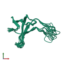 PDB entry 1pse coloured by chain, ensemble of 10 models, front view.