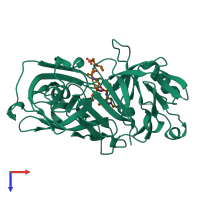 PDB entry 1pso coloured by chain, top view.