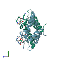 PDB entry 1psr coloured by chain, side view.