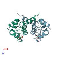PDB entry 1psr coloured by chain, top view.