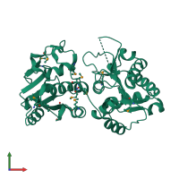 PDB entry 1psw coloured by chain, front view.