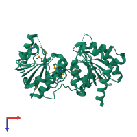 PDB entry 1psw coloured by chain, top view.