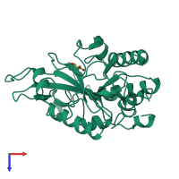 PDB entry 1ptg coloured by chain, top view.