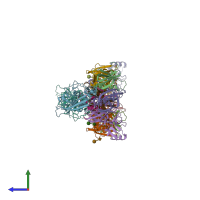 PDB entry 1pto coloured by chain, side view.
