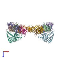 PDB entry 1pto coloured by chain, top view.