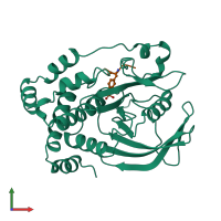 PDB entry 1ptt coloured by chain, front view.