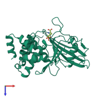 PDB entry 1ptv coloured by chain, top view.