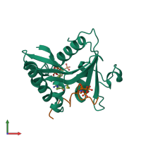 PDB entry 1pua coloured by chain, front view.
