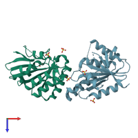 PDB entry 1pui coloured by chain, top view.