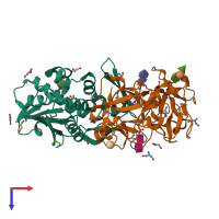 PDB entry 1pum coloured by chain, top view.