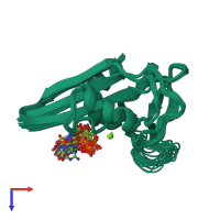PDB entry 1pun coloured by chain, ensemble of 20 models, top view.