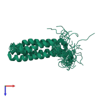 PDB entry 1pv3 coloured by chain, ensemble of 20 models, top view.