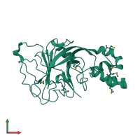 PDB entry 1pv5 coloured by chain, front view.
