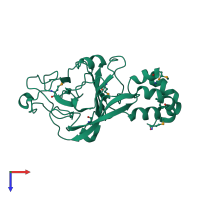 PDB entry 1pv5 coloured by chain, top view.