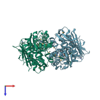 PDB entry 1pvg coloured by chain, top view.