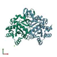 PDB entry 1pvy coloured by chain, front view.