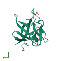 PDB entry 1pwa coloured by chain, side view.