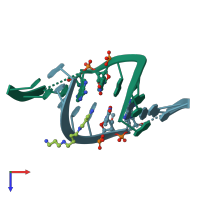 PDB entry 1pwf coloured by chain, top view.