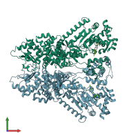 PDB entry 1pwp coloured by chain, front view.