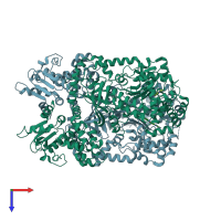 PDB entry 1pwp coloured by chain, top view.
