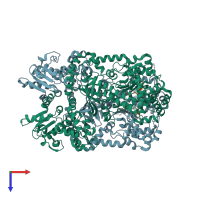 PDB entry 1pwv coloured by chain, top view.
