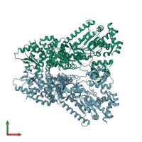 PDB entry 1pww coloured by chain, front view.