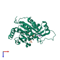 PDB entry 1pwy coloured by chain, top view.