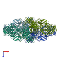 PDB entry 1px3 coloured by chain, top view.