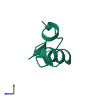 PDB entry 1px9 coloured by chain, side view.